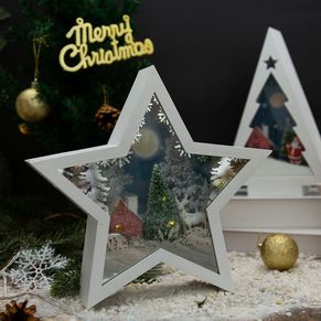 Ready-Made Christmas Star Curtains - Jacquard Fabric, White, 60 Cm Wide, 240-250 Cm Long