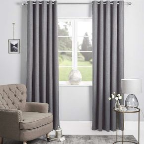 Bennett Uncoated Textured Plain Eyelet Curtain 220cm & 250cm Drop