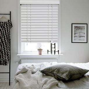 50mm Embossed Grain PVC Faux Wood Venetian Blinds White