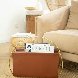 Leather Magazine Rack
