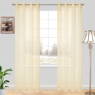 Bergamo Stripe Single Sheer Eyelet Curtain Panel 165x220cm